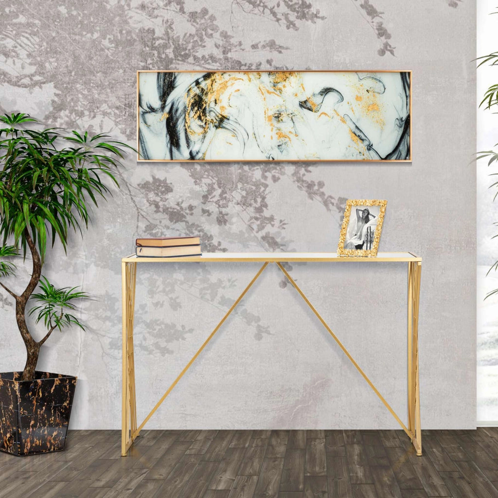 Axum, Consolle un Ripiano, 120x40x80h cm oro