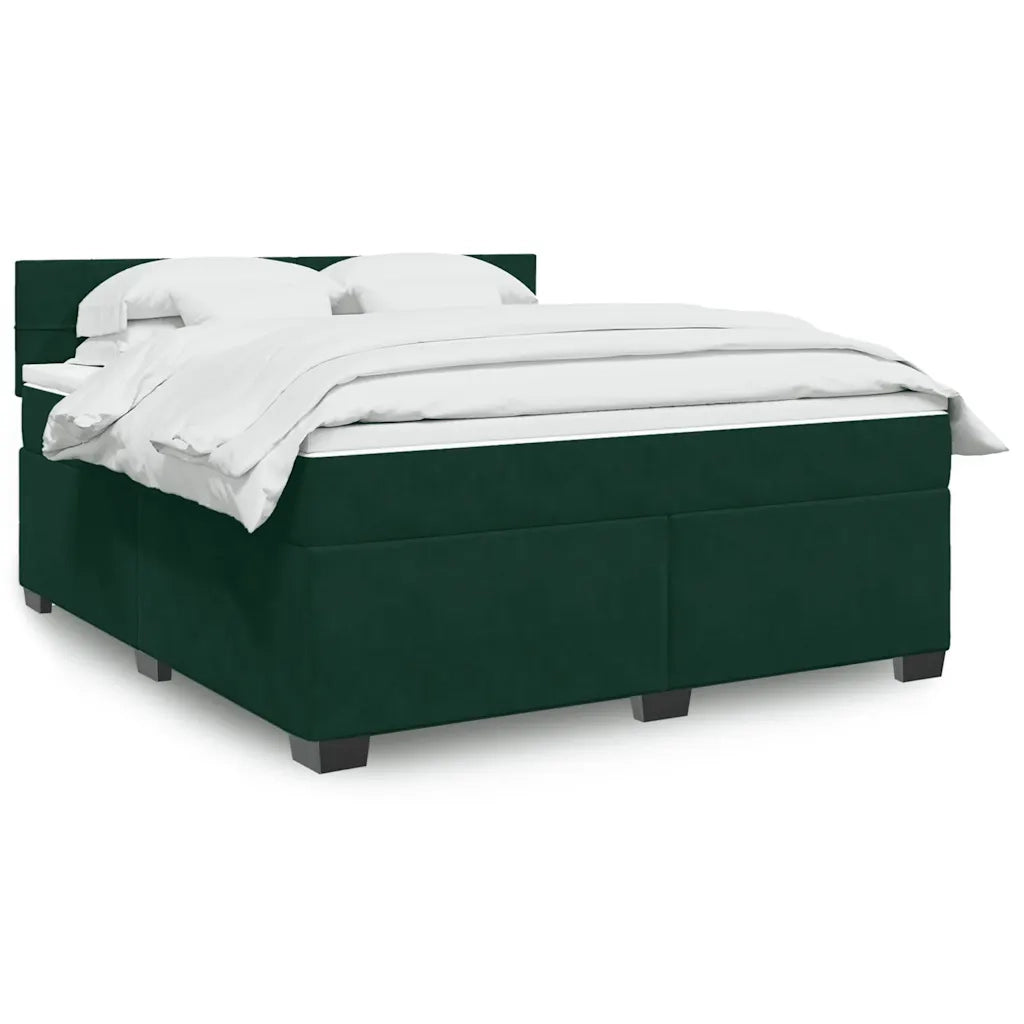 vidaXL Giroletto a Molle con Materasso Verde Scuro 180x200 cm Velluto