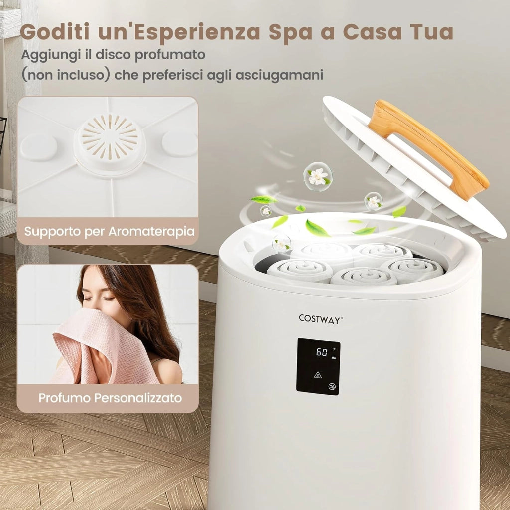 COSTWAY Scalda Asciugamani per Bagno, Scalda Coperta Grande 18 L con Display LED & Spegnimento Automatico, Secchio Portatile per Asciugamani Caldi per 2 Asciugamani, Accappatoi e Coperte (Bianco)