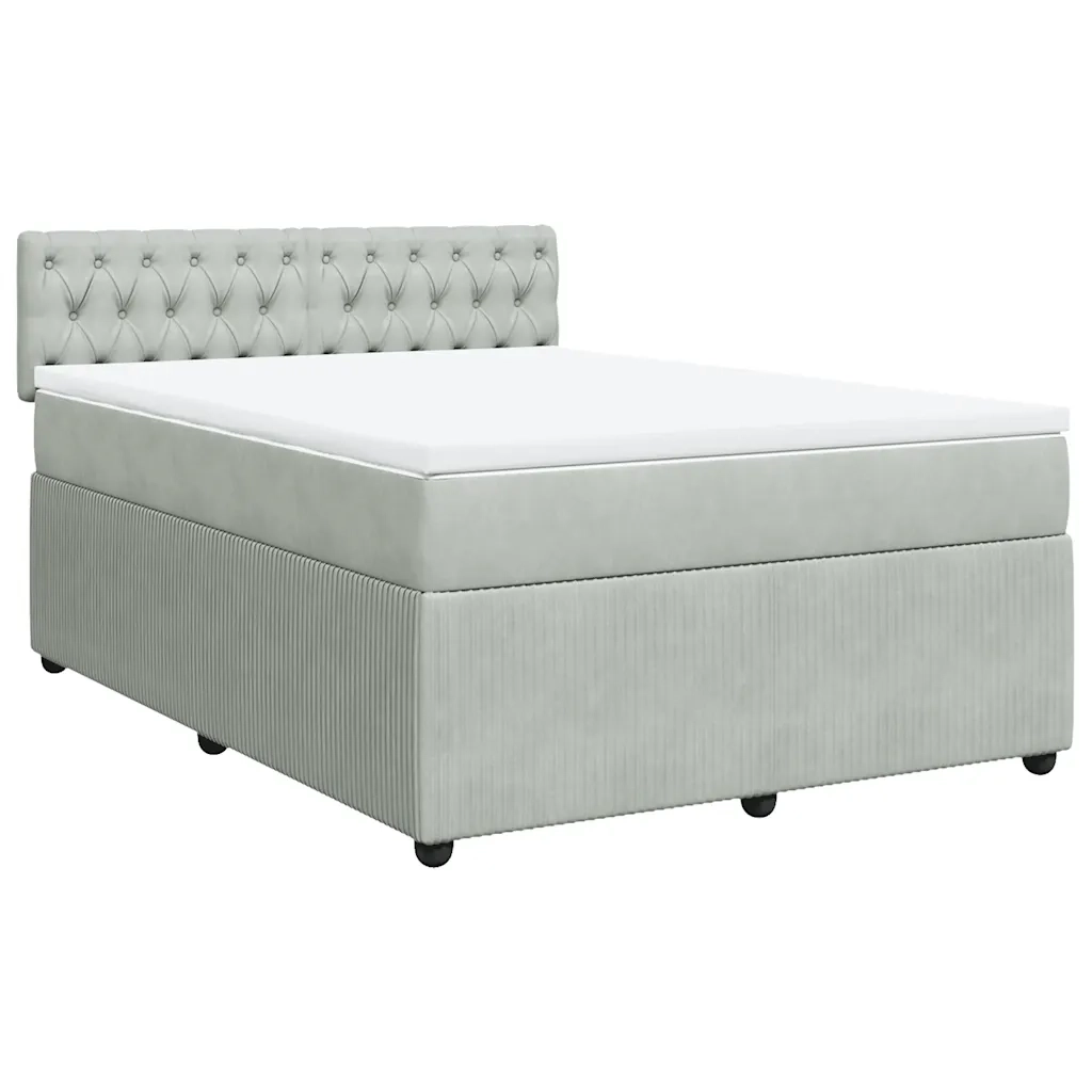 Giroletto a Molle con Materasso Grigio Chiaro 140x190cm Velluto 3290040