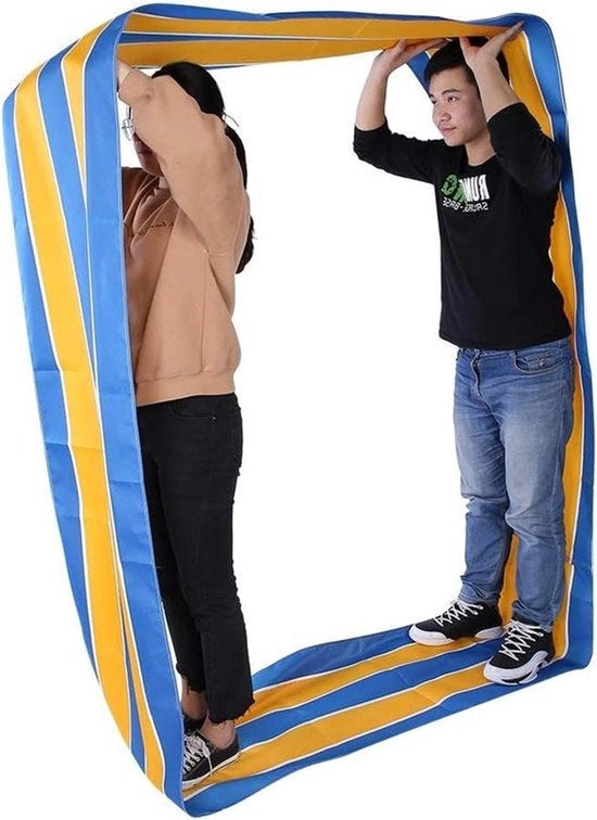 Matassa per giochi di squadra in Oxford stoffa - impermeabile e idrorepellente - a strisce blu-gialle - divertimento per bambini - attività di gruppo di apprendimento - 4 M/6 M