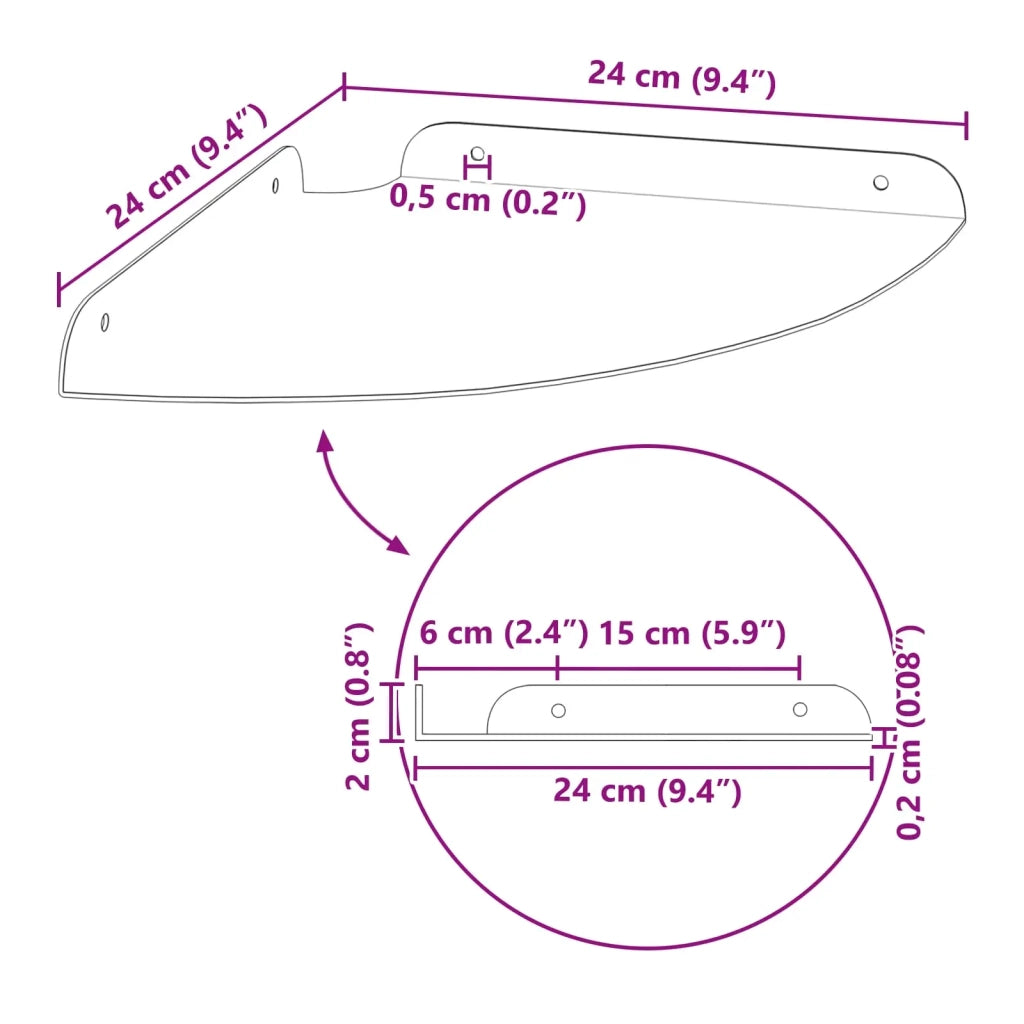 Mensola sospesa con lo scaffale 4 pcs Bianco 24 x 24 x 2 cm