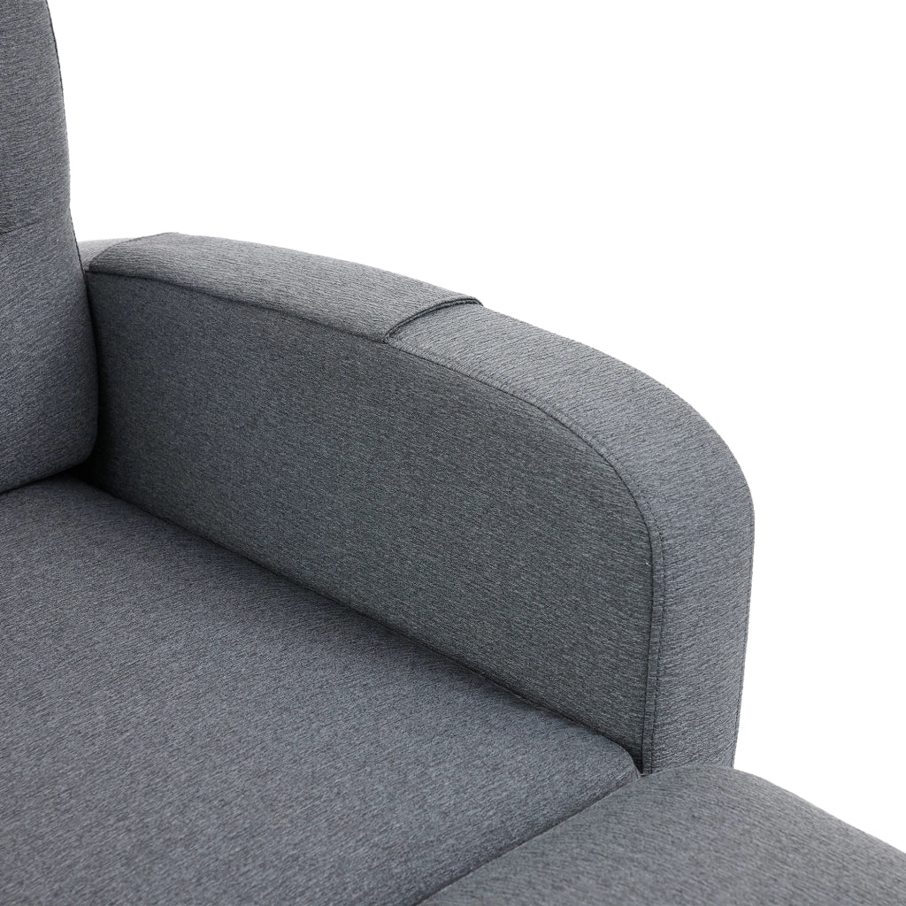 Divano angolare a L con chaise longue, 3 posti, tessuto grigio, 204x136x80 cm