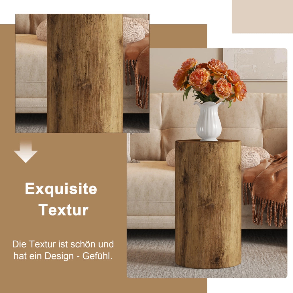 Tavolino rotondo cilindrico in MDF effetto legno Ø 30 x 55 cm