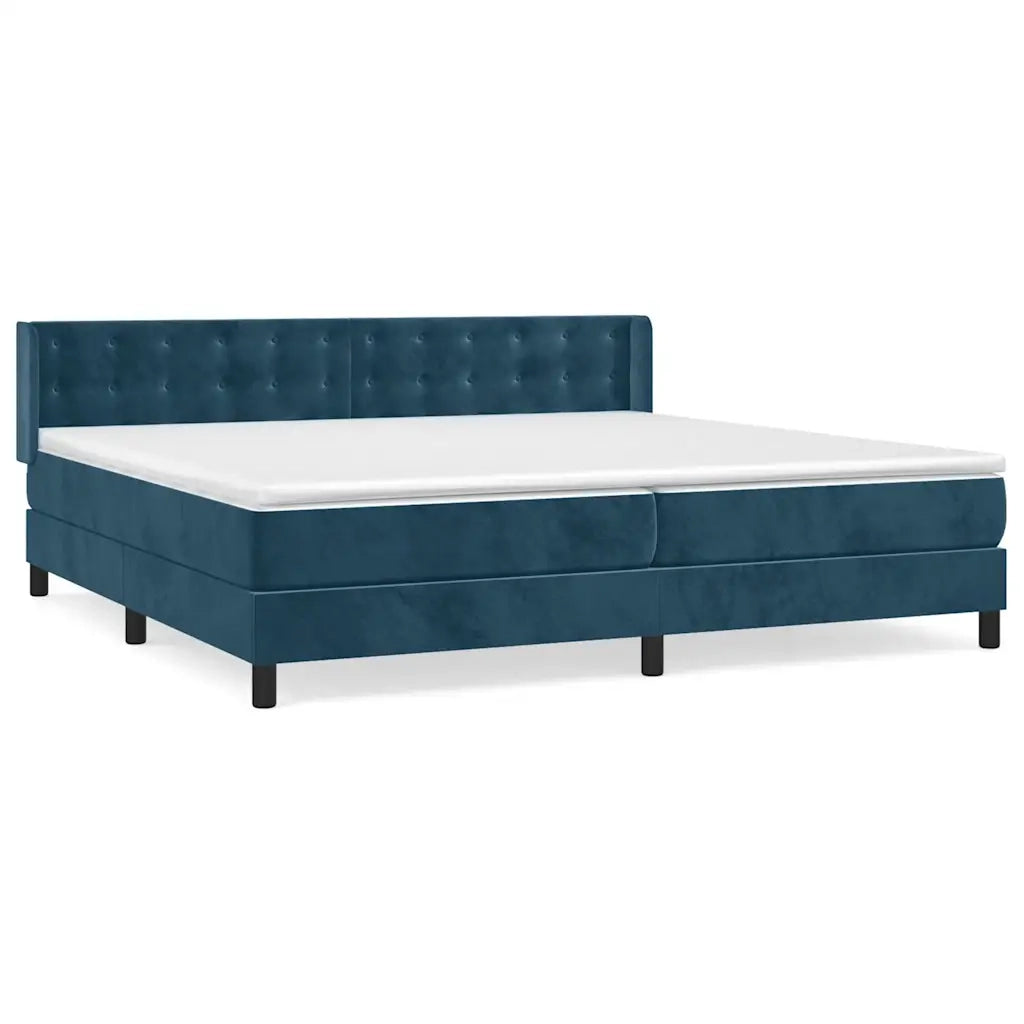 Giroletto a Molle con Materasso Blu Scuro 200x200 cm in Velluto 3131223
