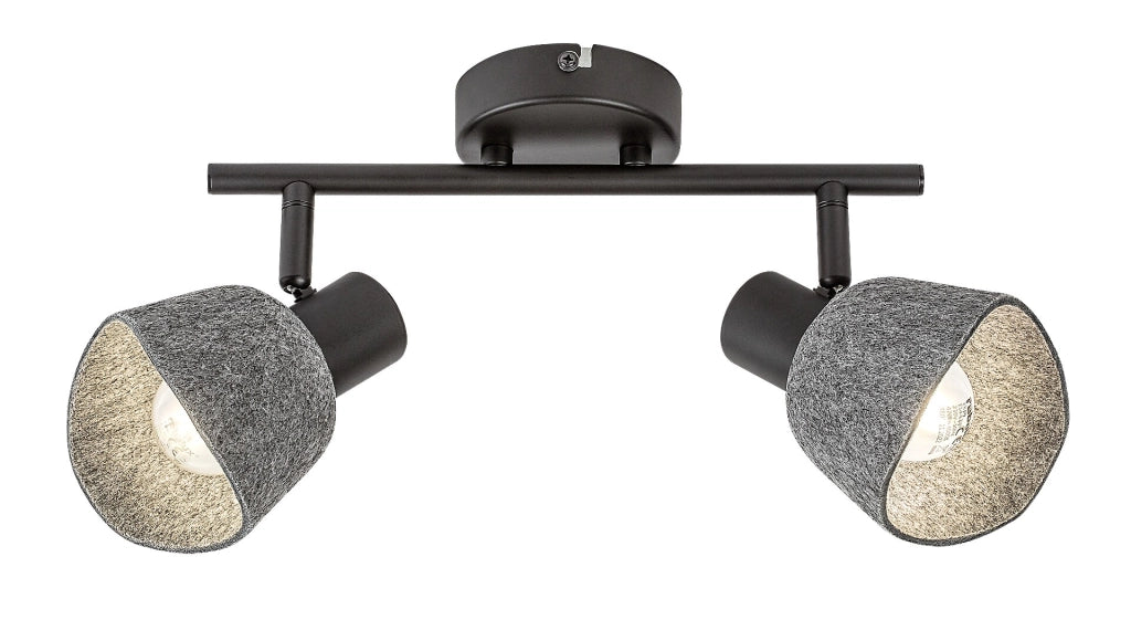 Plafoniera Rabalux Farelia 2xE14 orientabili feltro grigio nera