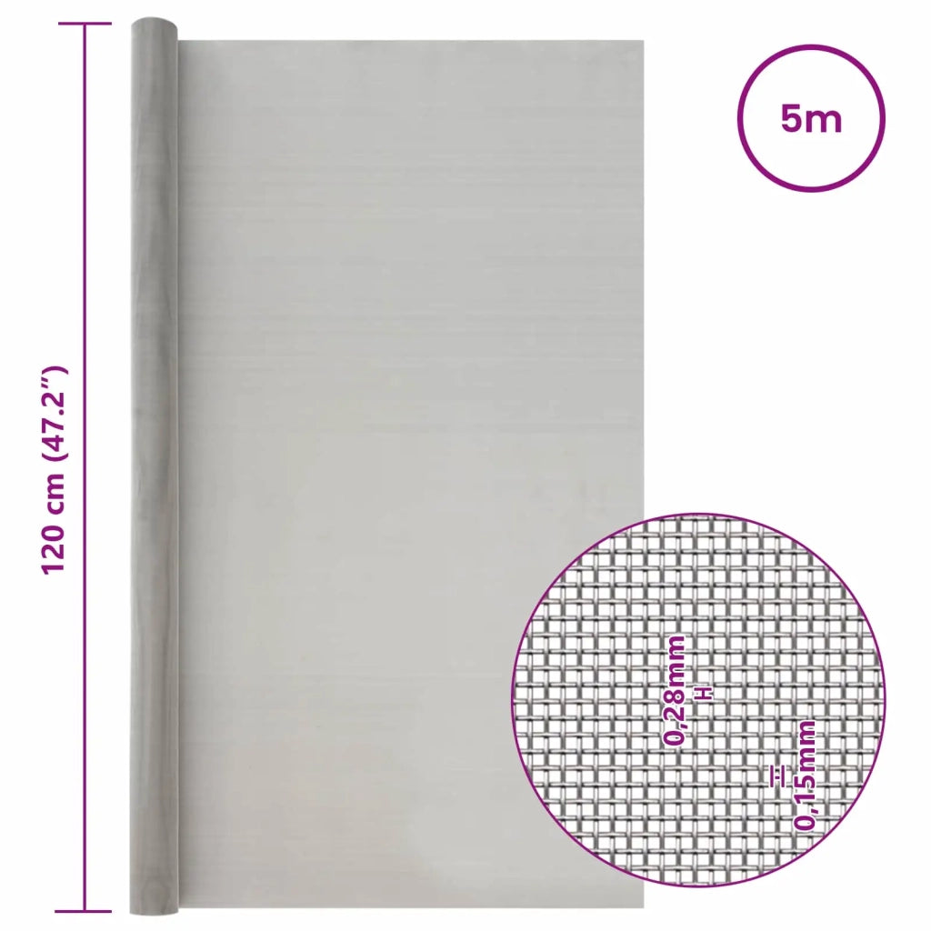 Rete per schermatura 120 x 500 cm 60 Mesh Argento 42039578