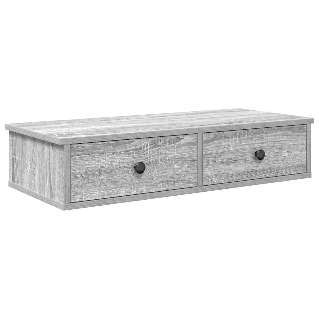 Scaffale a Parete con Cassetti Grigio 80x31x17 cm in Truciolato 859955