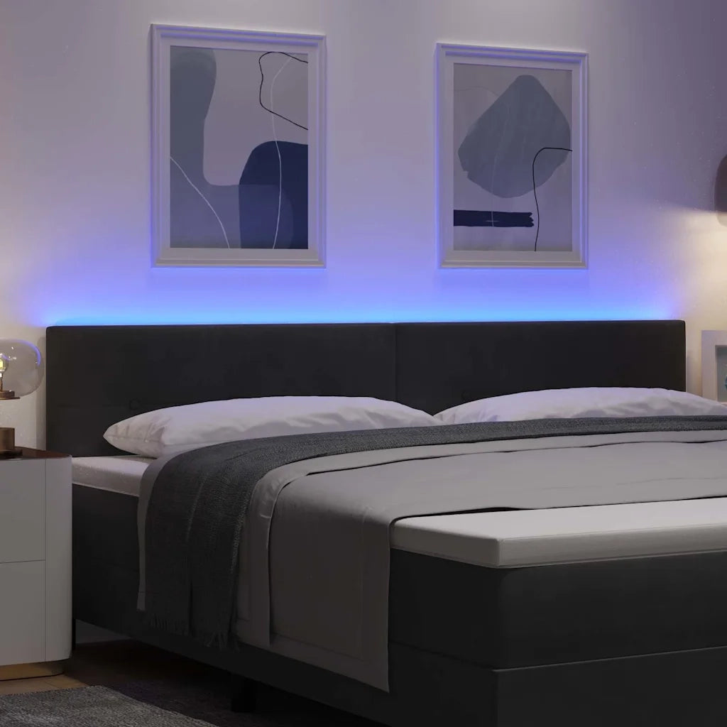 Testiera LED con strisce LED Nero 200 cm Velluto 3338170