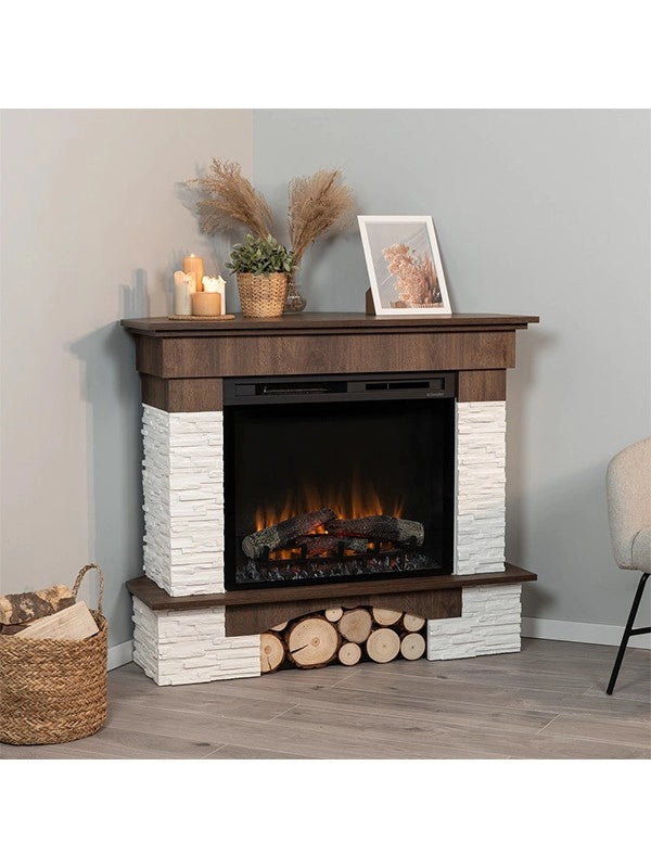 Caminetto Elettrico da pavimento Angolare A Libera Installazione - Rovere - 28" - 114 x 98 x 89 - PORTO