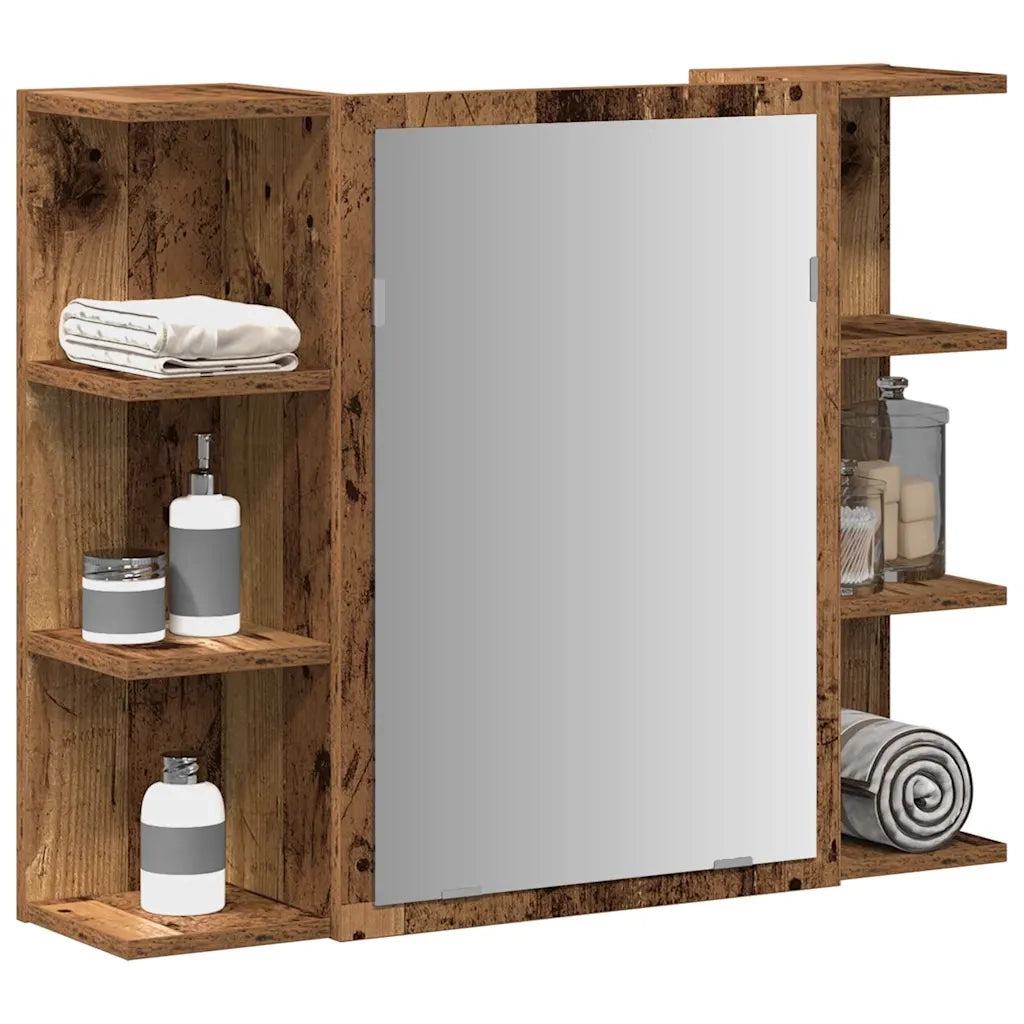 vidaXL Mobile Bagno con Specchio Legno Antico Legno Multistrato