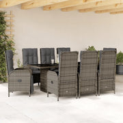 Set da Pranzo da Giardino 9 pz con Cuscini in Polyrattan Grigio 3213529