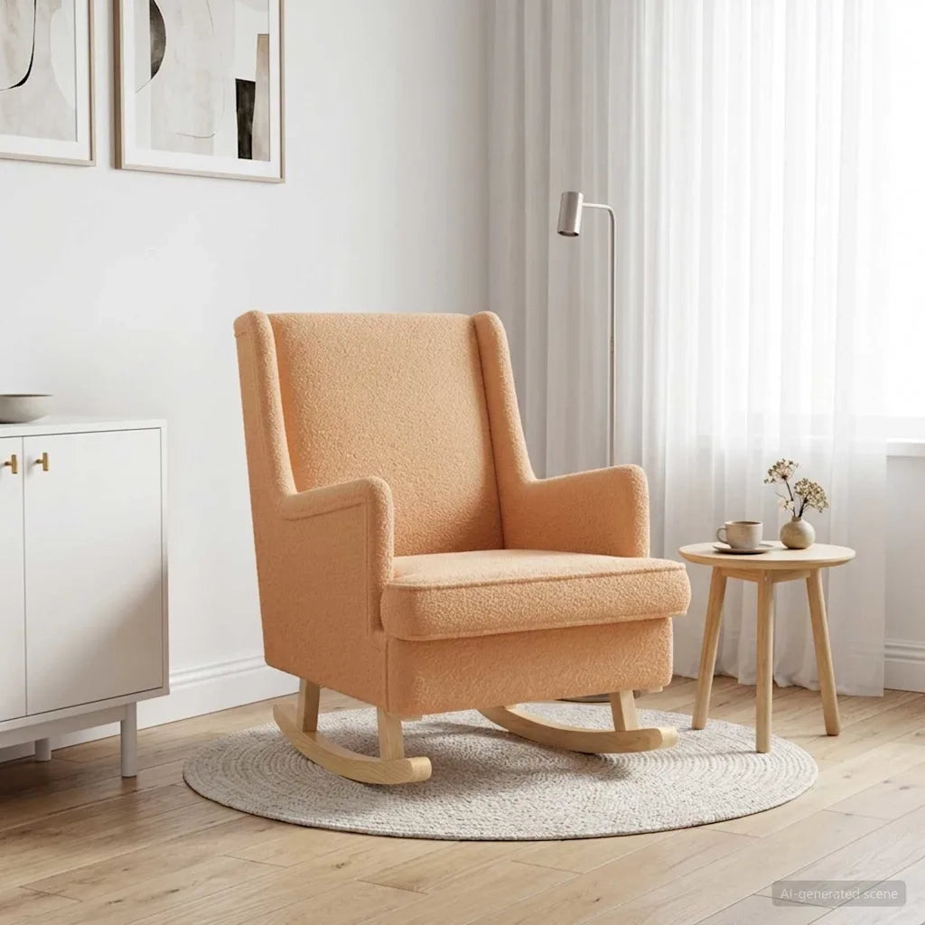 Sedia a dondolo Beige 62 x 80 x 85 cm Bouclé 42029975