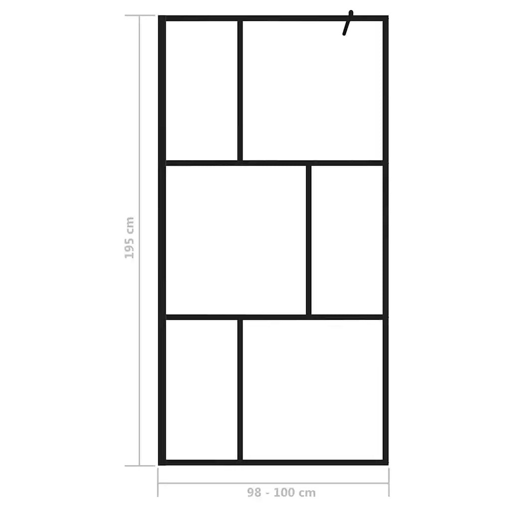 Parete per Doccia Walk-in in Vetro Temperato Nera 100x195 cm CFW7113519