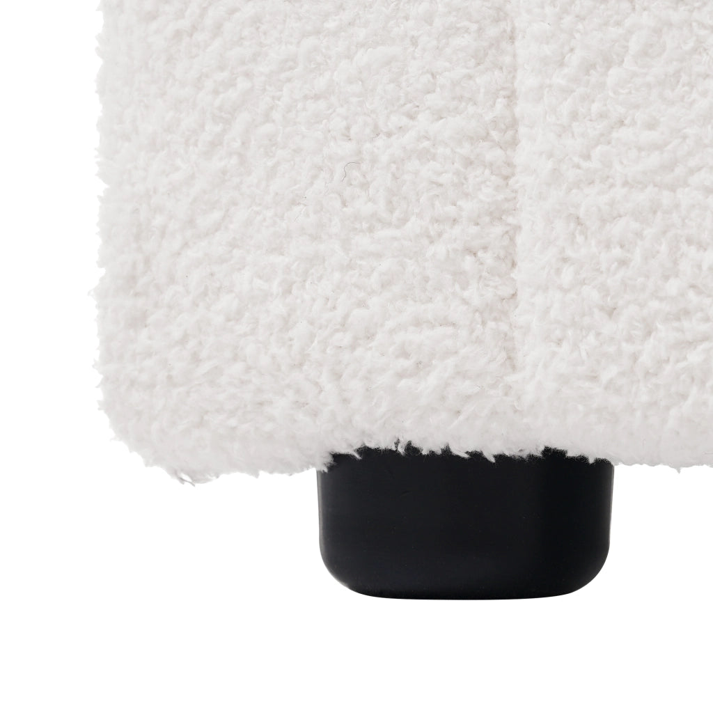 Letto con Cassetti Matrimoniale; USB; Tipo C; LED e 4 Cassetti; 140×200 cm; senza Materasso; Sherpa Bianco