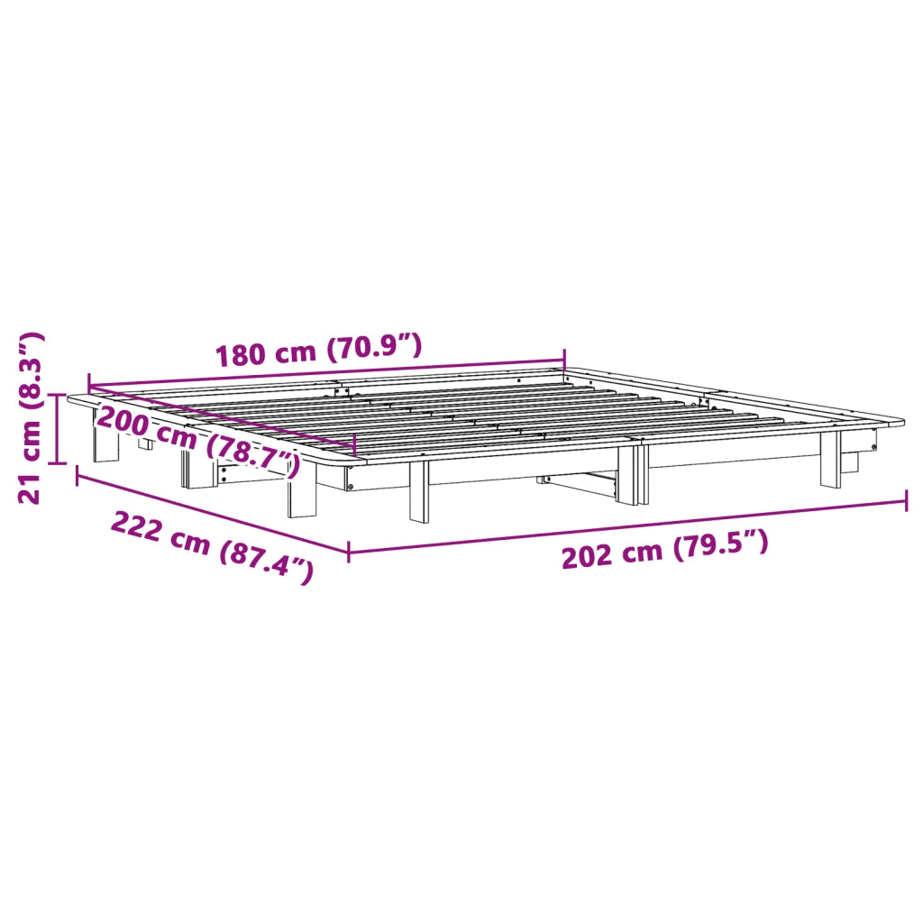 Letto senza Materasso-Struttura Letto 180x200 cm in Legno Massello di Pino 381139