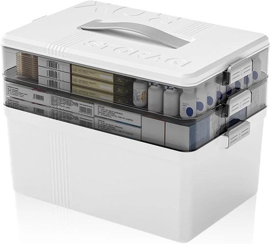 Medicijnbox con Manubrio, Grande Capacità e Organizzazione Rimovibile per Farmacia e Organizzazione dei Medicinali