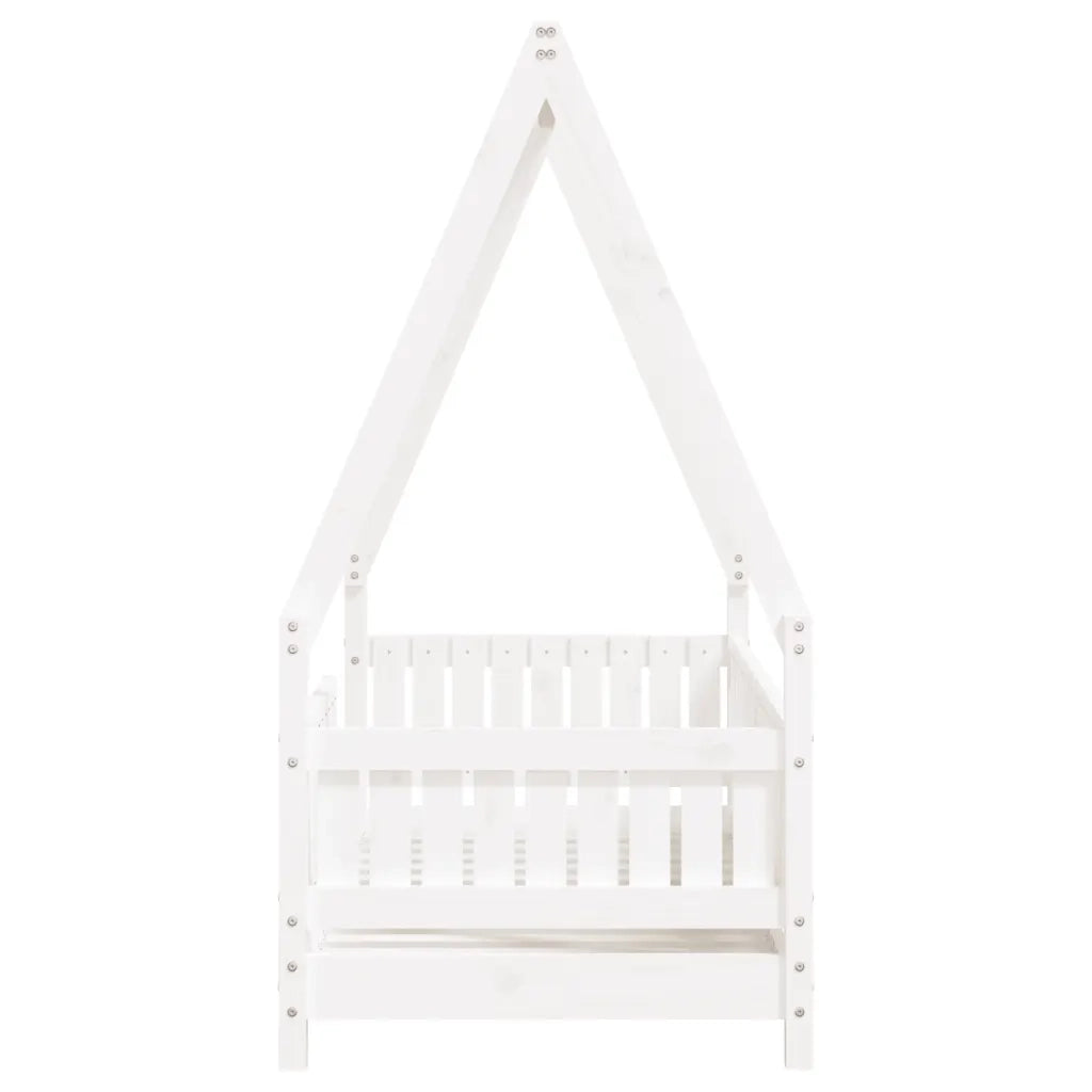 Giroletto per Bambini Bianco 70x140cm in Legno Massello di Pino 834502