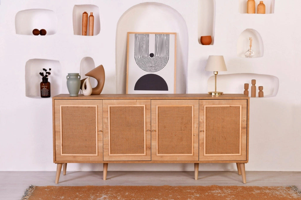 Madia Mascali, Credenza Apertura Battente, 180x41x81h cm Marrone Rovere
