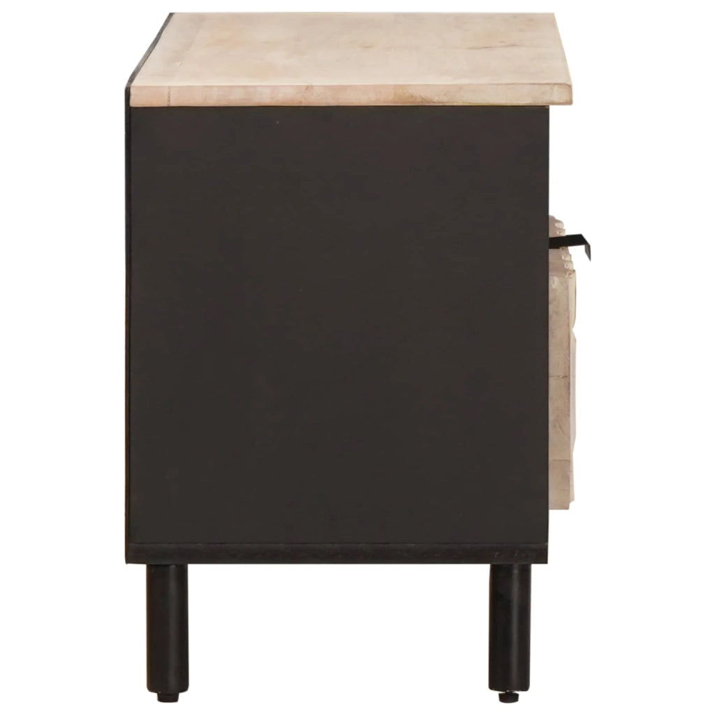 Mobile porta TV moderno con cassetto e ripiano 80 x 33 x 46 cm legno massello di mango bianco 02_0057769