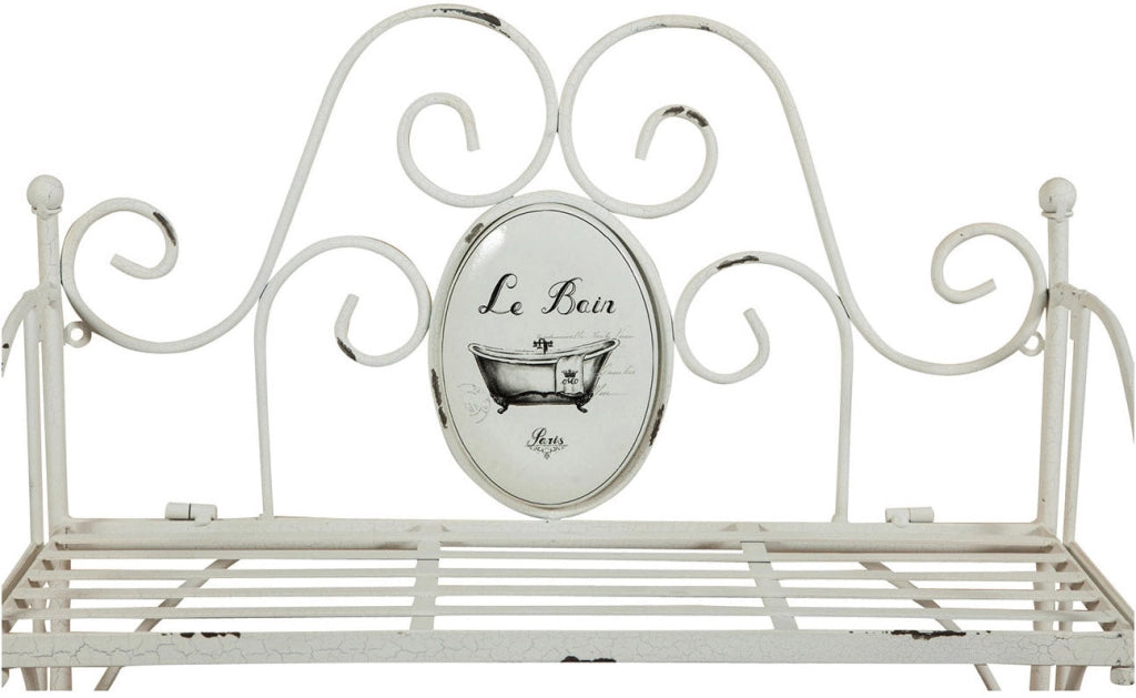 Biscottini Mensola a muro con portasciugamani in ferro battuto finitura Shabby 55,5x19x43 cm