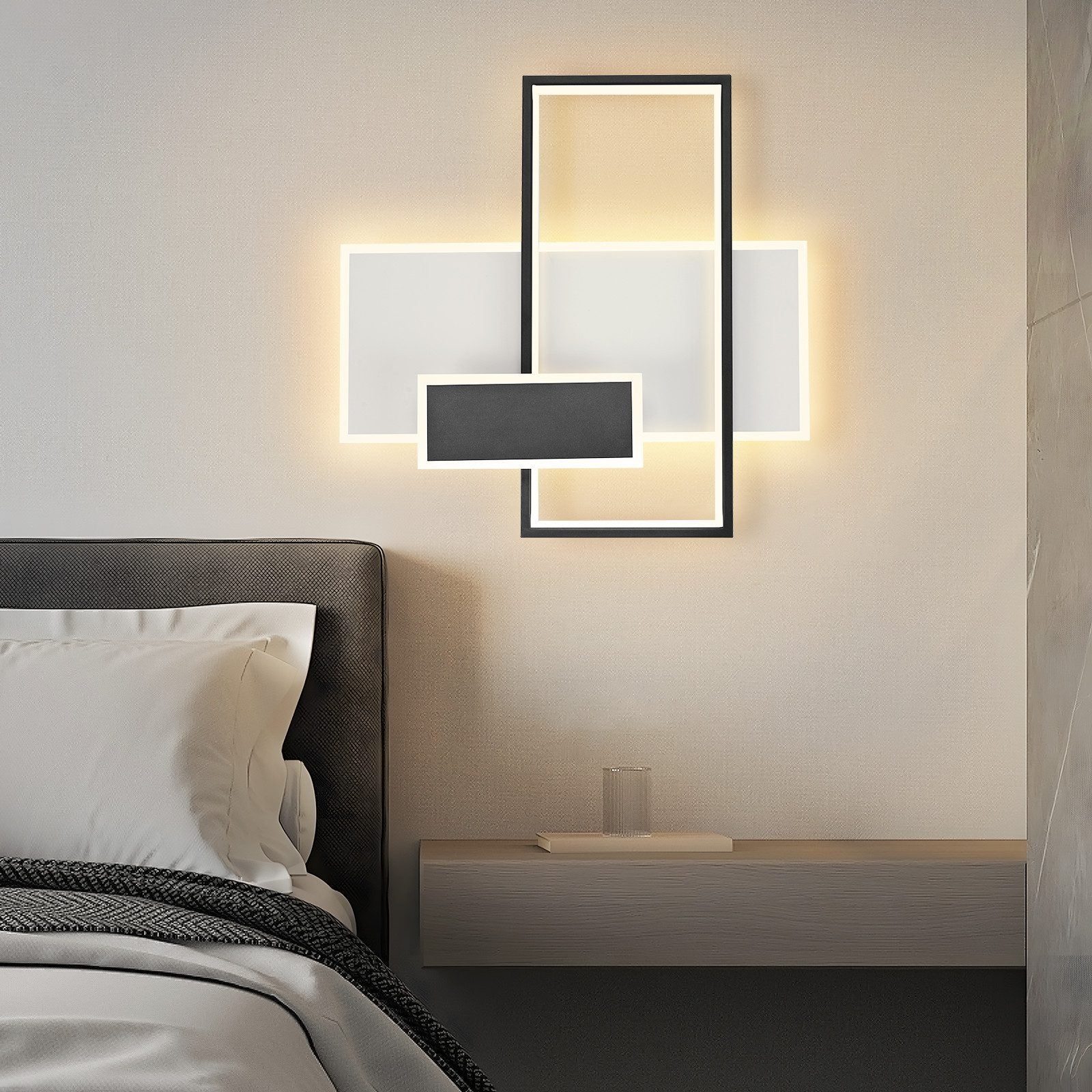 ZMH Lampada da soffitto LED 62W nera dimmerabile con telecomando 2 faretti per soggiorno