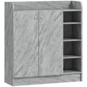 Scarpiera Moderna in Legno con 4 Ripiani Aperti e Armadietto per 12 Paia,, 83x30x90 cm, Grigio Cemento