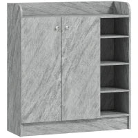 Scarpiera Moderna in Legno con 4 Ripiani Aperti e Armadietto per 12 Paia,, 83x30x90 cm, Grigio Cemento