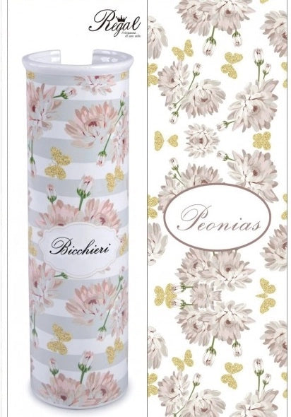 Portabicchieri da Tavola in Ceramica Decoro Peonias