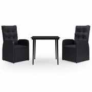 Set da Pranzo da Giardino 3 pz | Set Salotto da Giardino con Cuscini Nero