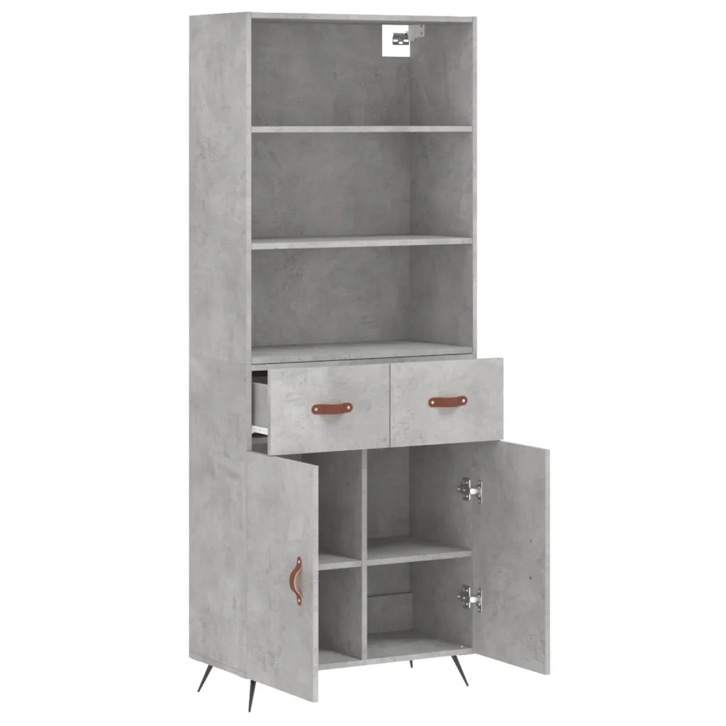 Credenza | Madia | Buffet da pranzo | Armadio da pranzo Grigio Cemento 69,5x34x180 cm in Legno Multistrato