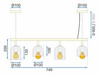 Lampada APP1031-4CP Black