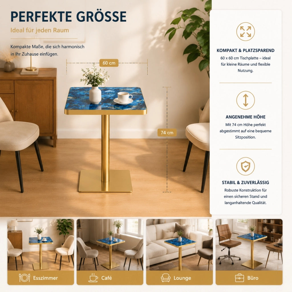 TAVOLO Quadrato 60x60 cm MDF Blu e Metallo