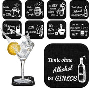 Vetrini sottopiano con ginsprezzi, 8 pezzi sottopiano per bicchieri, sottopiano per bicchieri con ginsprezzi, resistente al calore, lavabile per bevande, bar, tazze, bicchieri, amanti del gin e bevitori di gin (10 x 10 cm)