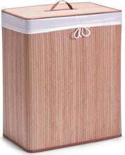 Lavanderia in doppio contenitore di legno di bambù - 52 x 32 x 63 cm - Lavanderie/contenitori per bucato - 104 litri