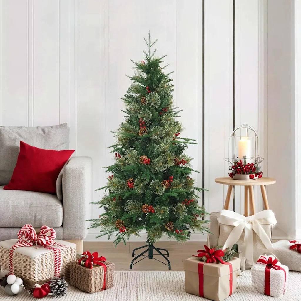 Albero di Natale | Decorazioni natalizie Artificiale con Rami Pieghevoli Verde 150 cm