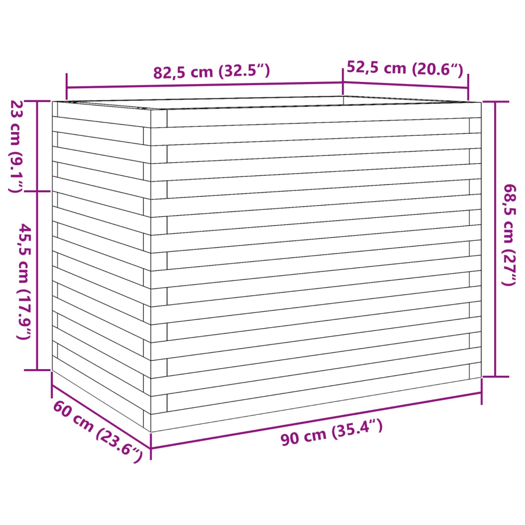 Fioriera | Cassetta per fiori | Vaso da Giardino 90x60x68,5 cm in Legno di Pino Impregnato