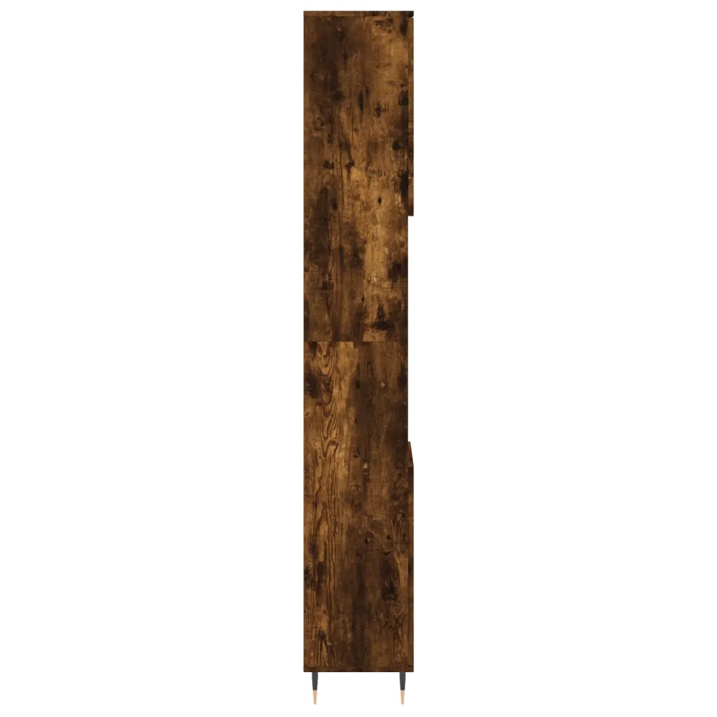Armadietto Bagno | Armadio da bagno Rovere Fumo 30x30x190 cm in Legno Multistrato