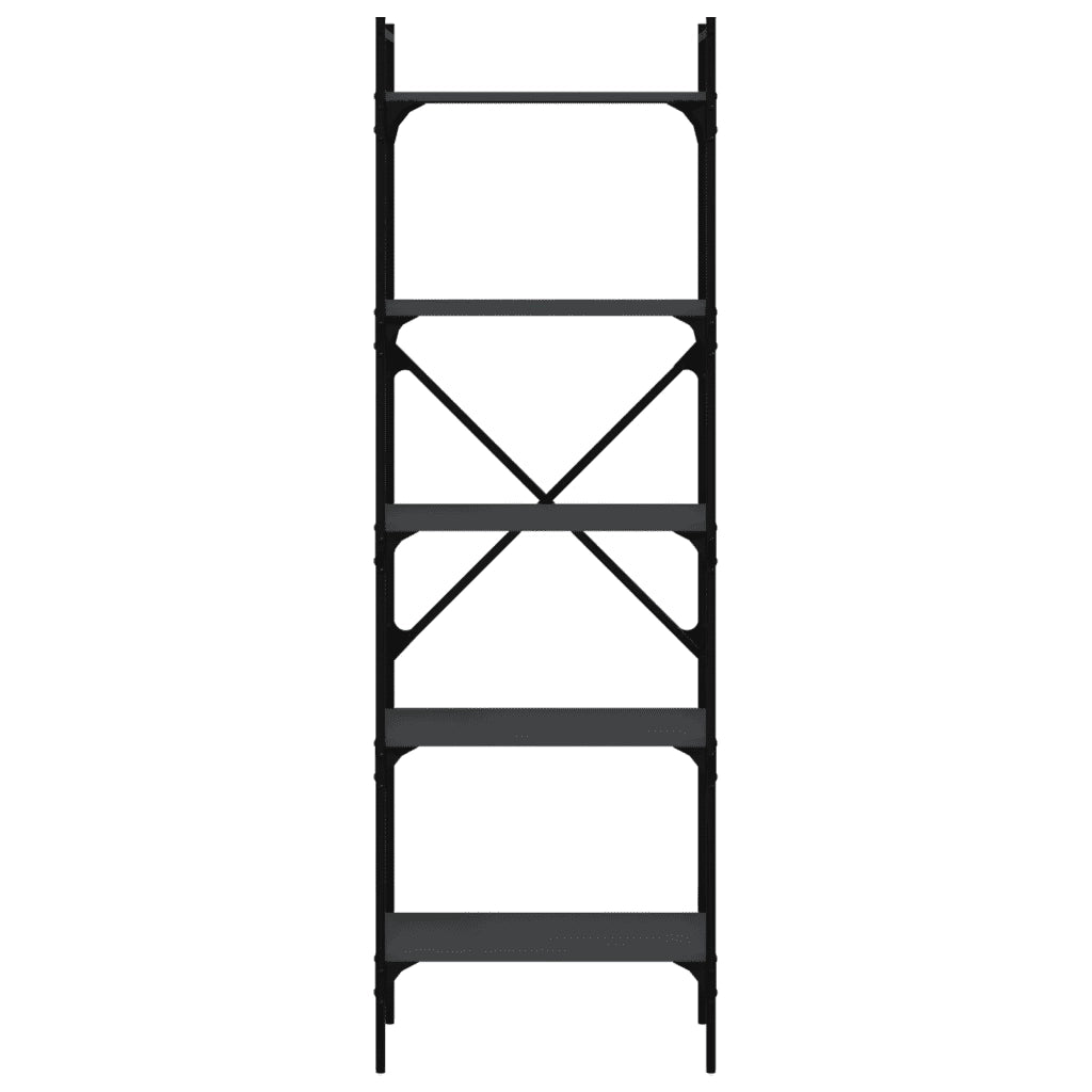 Libreria Nera 5 Ripiani 56x31,5x174 cm Legno Multistrato 833343