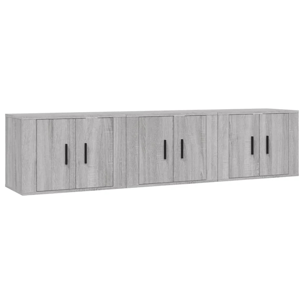 Mobile TV multimediale da parete mensola TV credenza TV per sala da pranzo soggiorno camera da letto 3 pezzi Sonoma 57 x 34,5 x 40 cm grigio 02_0029050