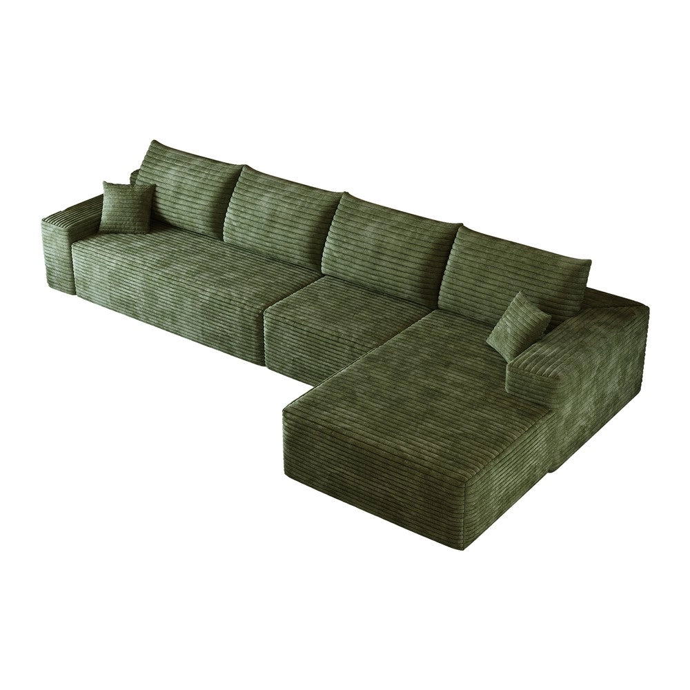Divano angolare con chaise longue ¨C Minimal ¨C velluto verde 340cm