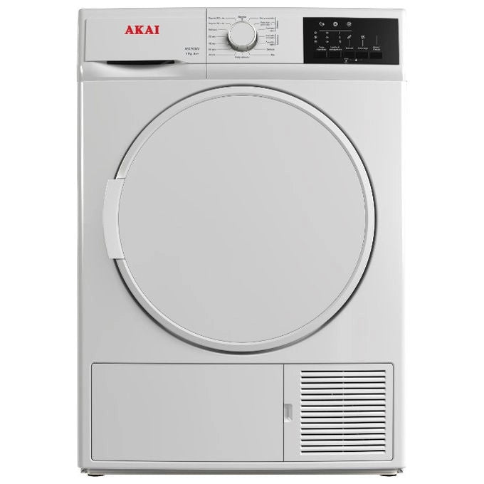 Akai asciugatrice 9 kg, pompa di calore, caricamento frontale, libera installazione, ASC9046EV-T
