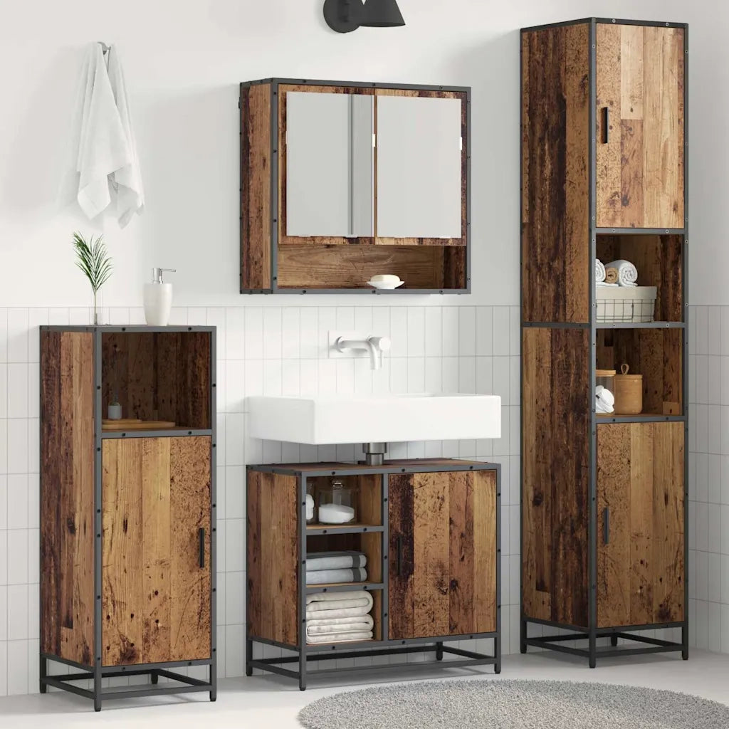 Set di mobili per il bagno con lo scaffale 3 pcs Legno vecchio 3402438