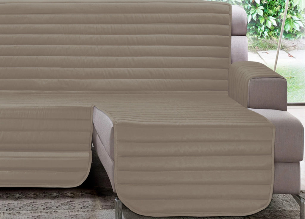 Copridivano Trapuntato Per Divani Con Penisola Modello Simpaty - 190 cm - Tortora