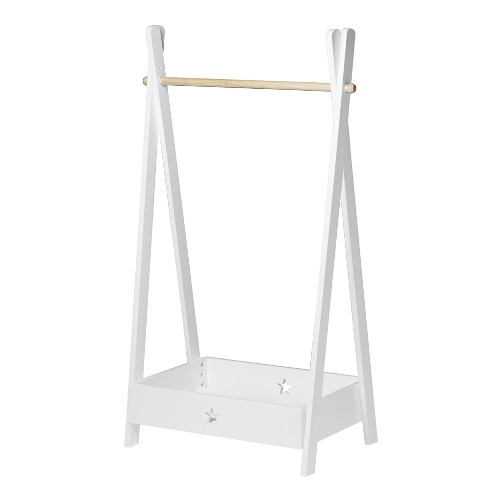 Stand Appendiabiti 'Laxe' per Cameretta a Misura di Bimbi - Bianco/Naturale [en.casa]
