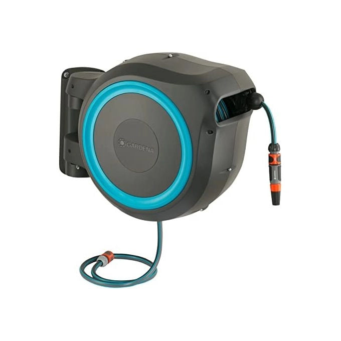 Gardena 18630-20 avvolgitubo da giardino Rocchetto montato a muro Automatico Nero, Blu