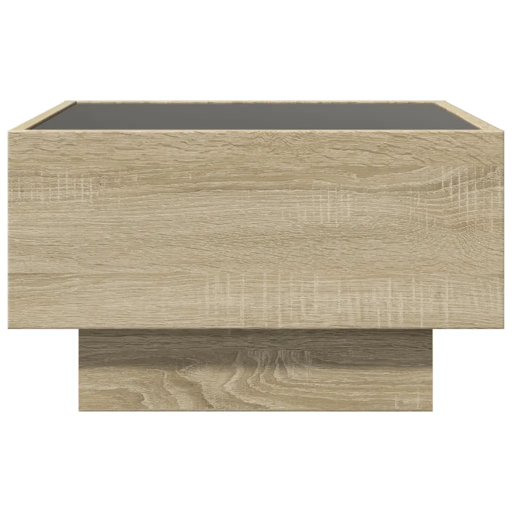 Tavolino Salotto con LED-Tavolino da soggiorno-Tavolo Rovere Sonoma 50x50x30 cm Multistrato