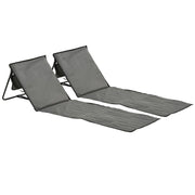 Set 2 Sdraio 142x51x40 cm Pieghevoli con Tasca Resistente Acqua in Tessuto Oxford Grigio