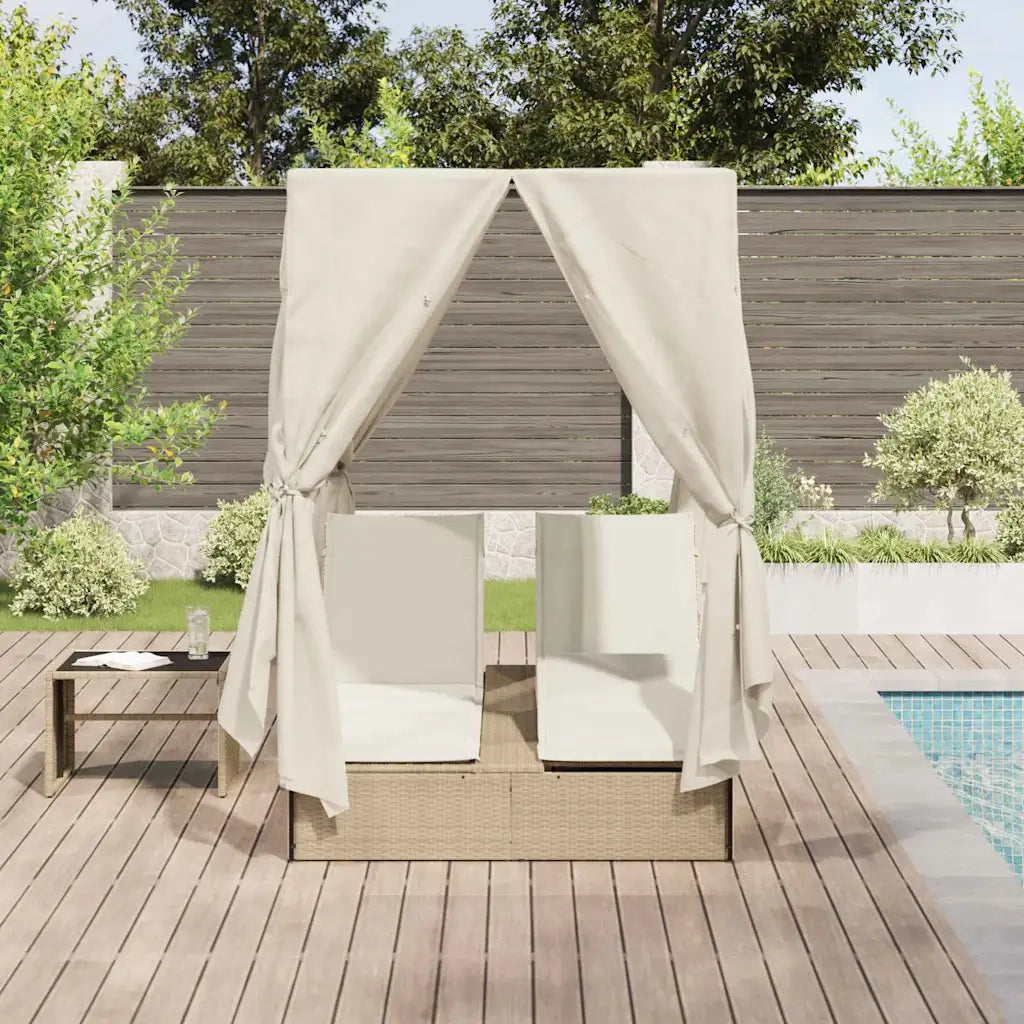 Lettino da sole doppio Beige 205 x 129 x 200 cm polyrattan 3376131