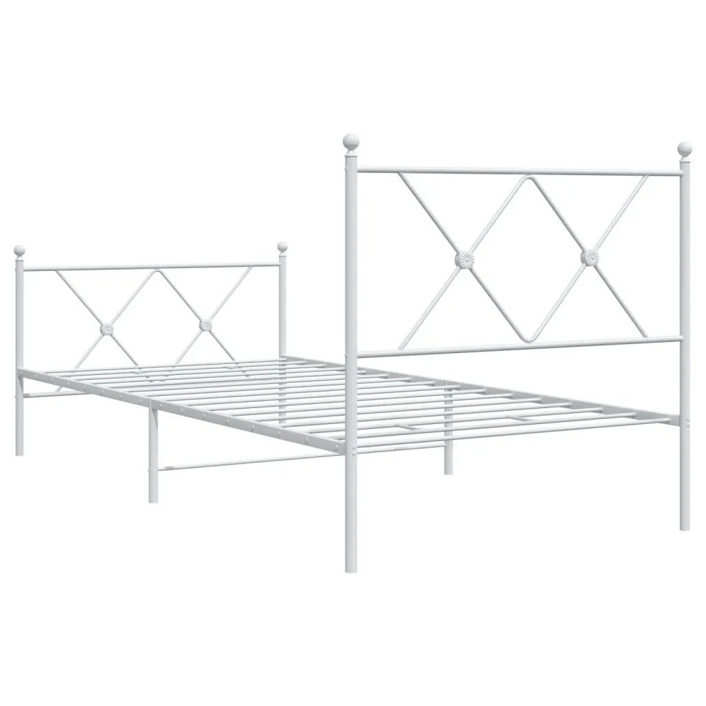 Giroletto con Testiera e Pediera Metallo Bianco 90x190 cm